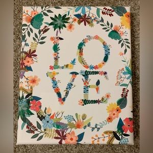 Pier 1 Canvas “LOVE” artwork by 8 x 10